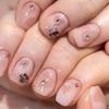 Pink Heart Rhinestone Nail Art Stickers - Short Style Wearable False Nails