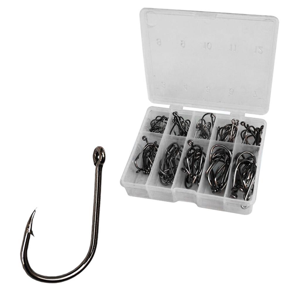 100 Pieces Fishing Hook Universal Seawater Fish Carbon Steel Fishhook Tool for Professional Fisherman Beginner