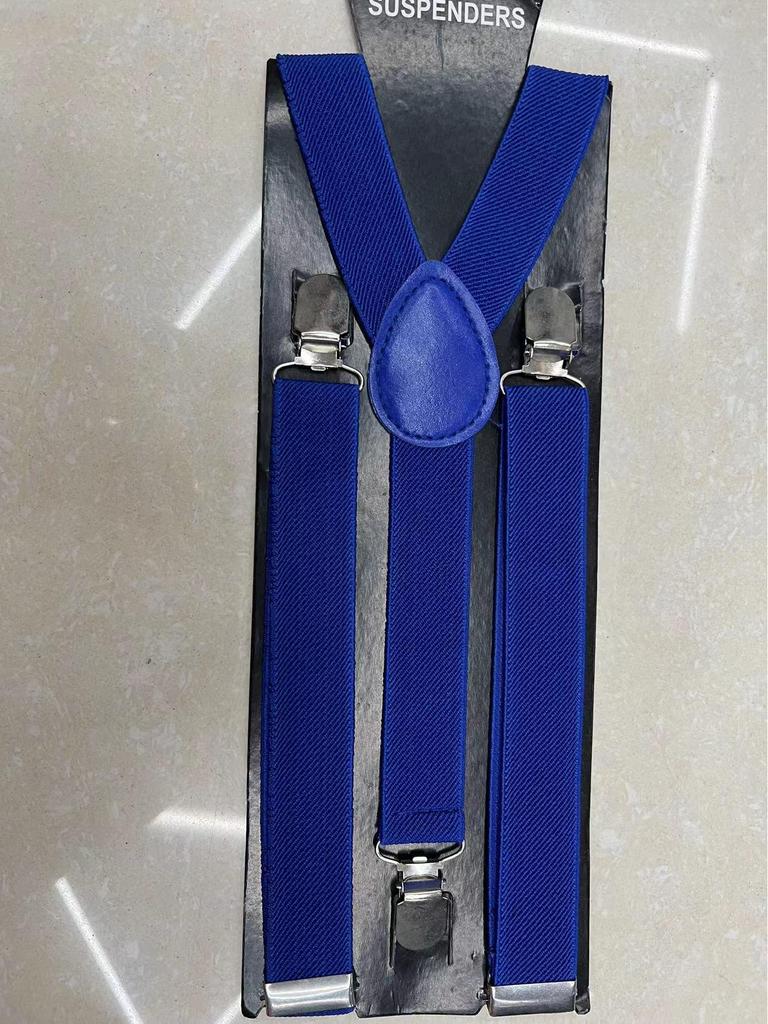 Unisex Black Adjustable Three-Clip High-Elastic Suspenders for Dress Pants