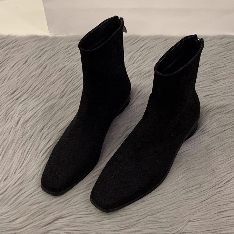 Coarse Heel Suede Korean Small Ankle Boots Women's Shoes 2025 New Autumn and Winter Velvet Martin Boots Fashionable Thin Short Boots