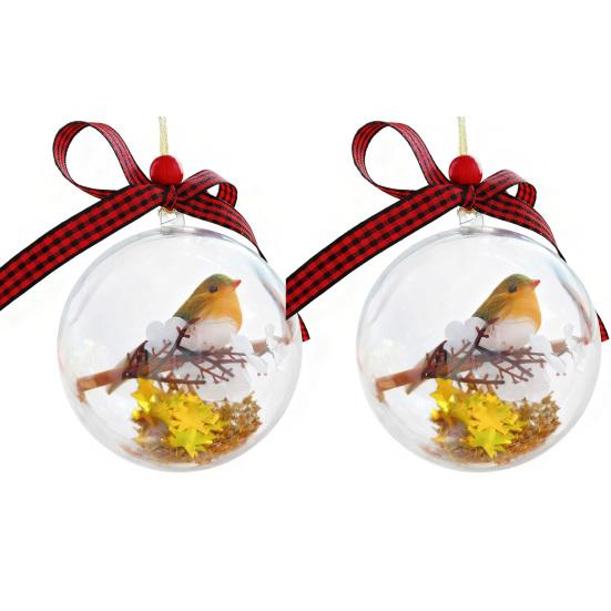 Nature's Birds Ball Ornament 3D Animal Clear Plastic Ball Decoration Christmas Tree Memorial Gift for Bird Lovers