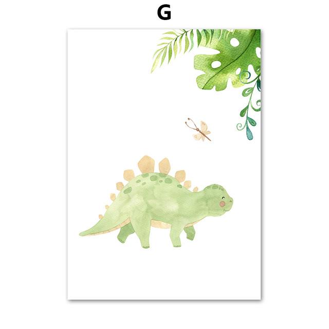 Nursery Nordic Poster and Prints Cute Dinosaur Egg Tree Leaf Monstera Wall Art Canvas Painting Wall Pictures Boy Kids Room Decor No Frame