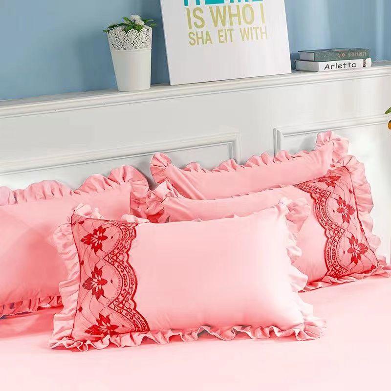 

Наволочка для свадебной спальни, наволочка для подушки, роскошное кружево, лето, дышащее, простое, мягкое, удобное, уютное, для пар, вышивка 48x74 см 48x74cm