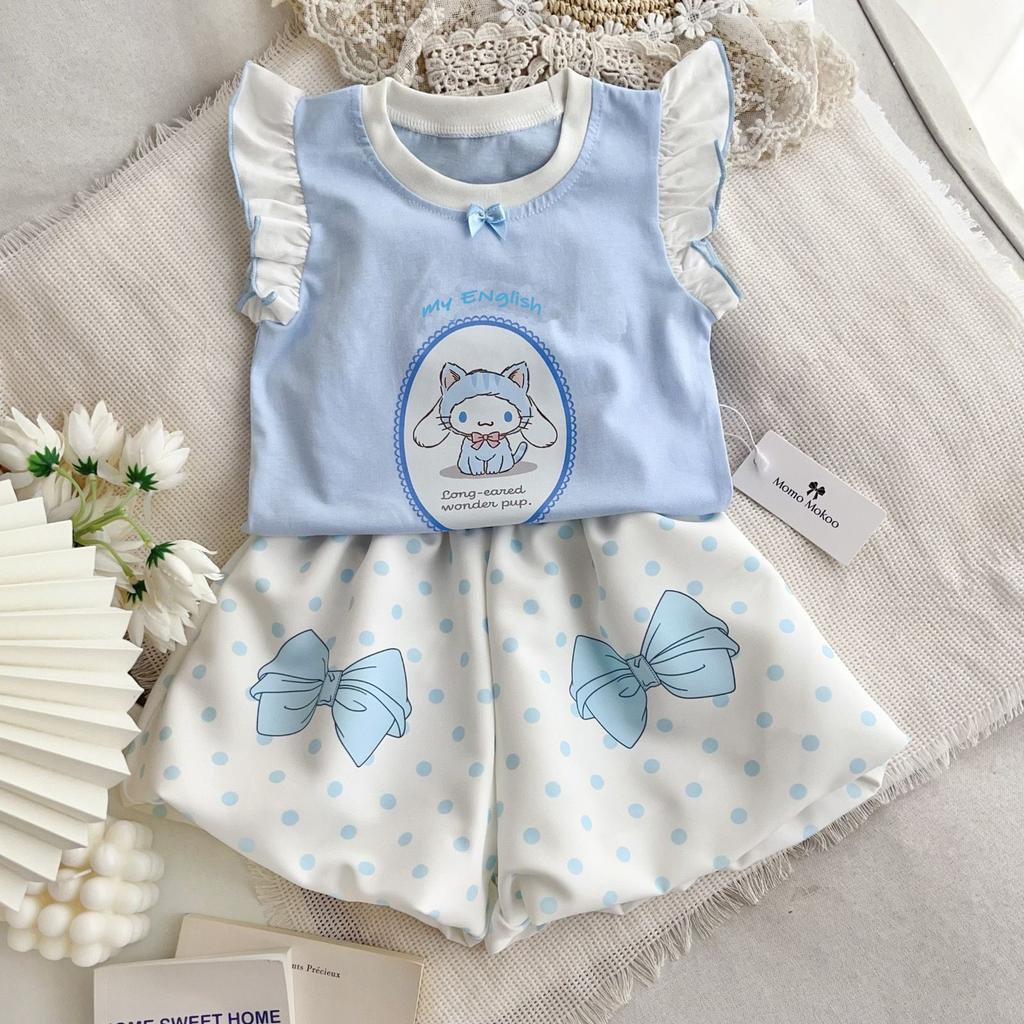 Girls Summer Polka Dot Shorts Set With Ruffle Sleeve Vest Trendy Two Piece Outfit For Kids Fashionable Casual Wear