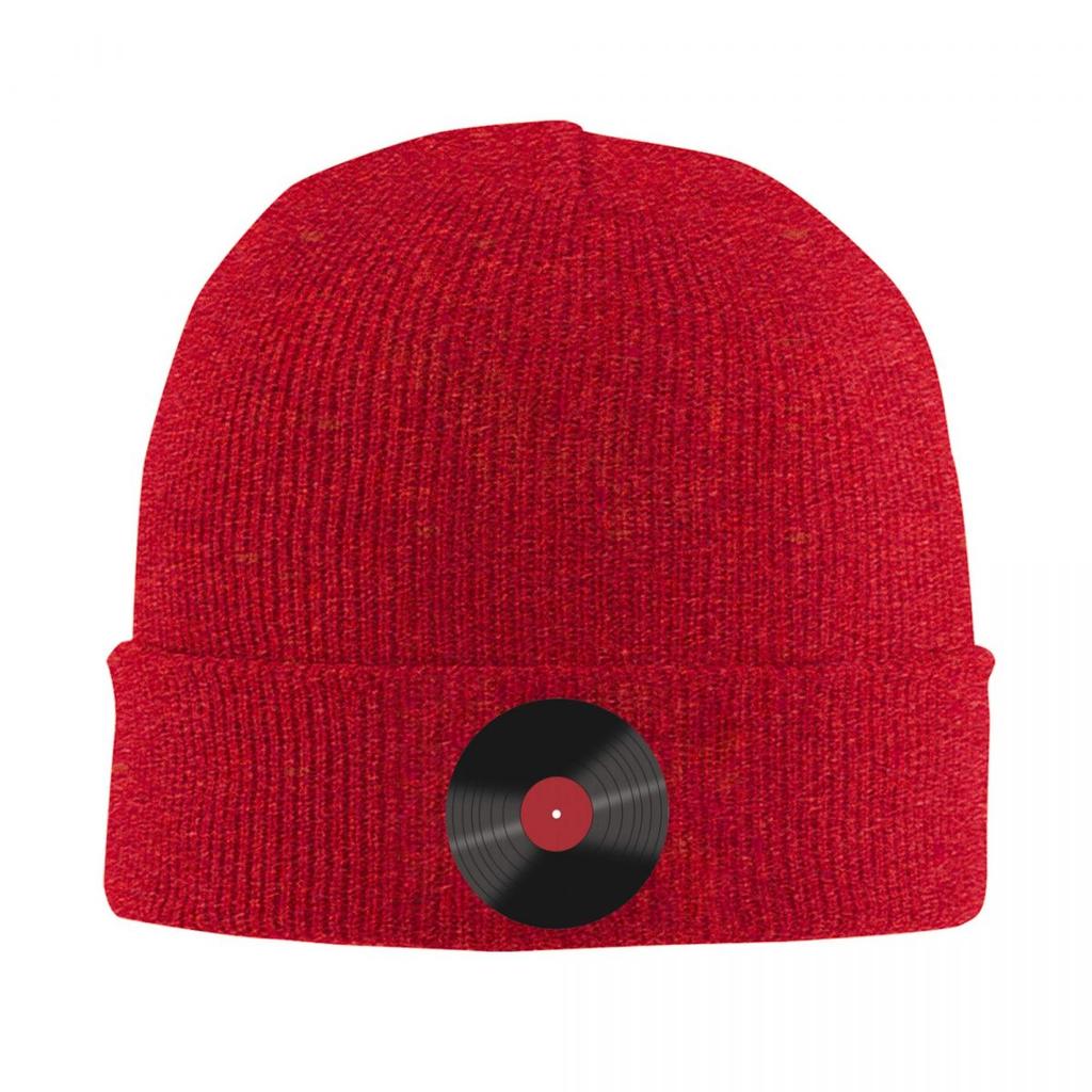 Vinyl Record Warm Knitted Cap Hip Hop Bonnet Hat Autumn Winter Outdoor Beanies Hats for Unisex Adult