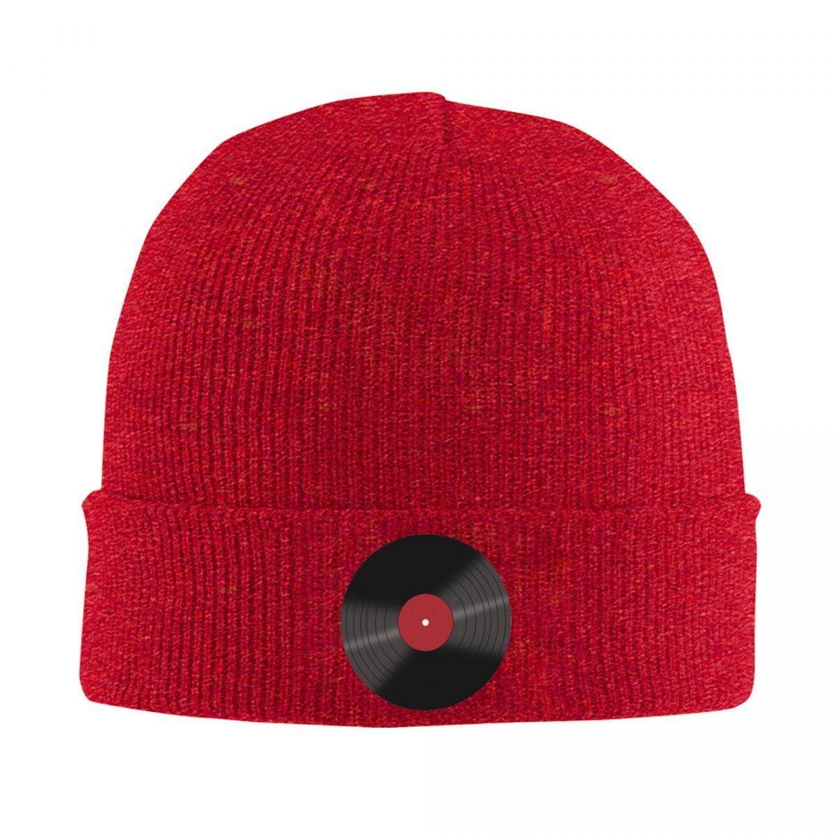 Vinyl Record Warm Knitted Cap Hip Hop Bonnet Hat Autumn Winter Outdoor Beanies Hats for Unisex Adult One Size