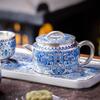 2025 Silver-Plated Ceramic Gongfu Tea Set with Teapot and Cups in Gift Box