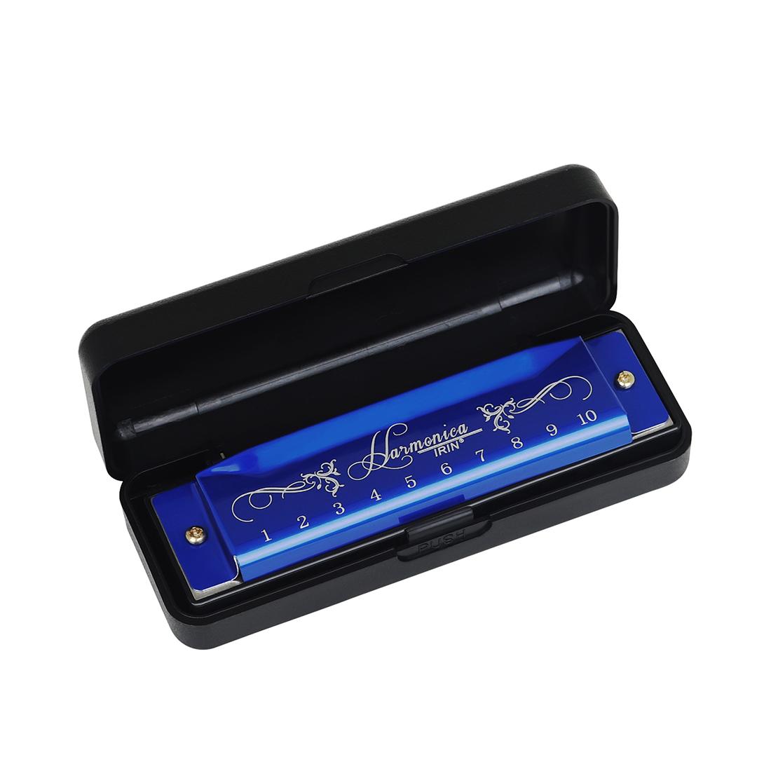 

10 Holes 20 Notes Key Of C Harmonica Colorful Metal Shell With Packing Box Educational Toy Orff Children Musical Gifts Beginner синий