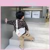 Stylish Kids Canvas Crossbody Chest Bag With Trendy Letter Design For Spring Outings