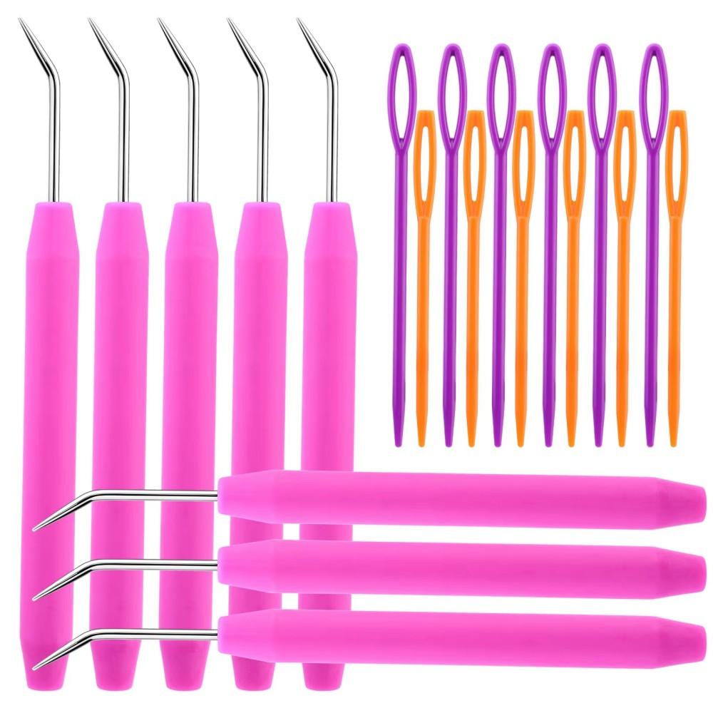 4/6/8PCS Crochet Needle Hooks Kit with Knitting Loom Hooks and Colorful Plastic Sewing Needles Loom Knit Hook Set
