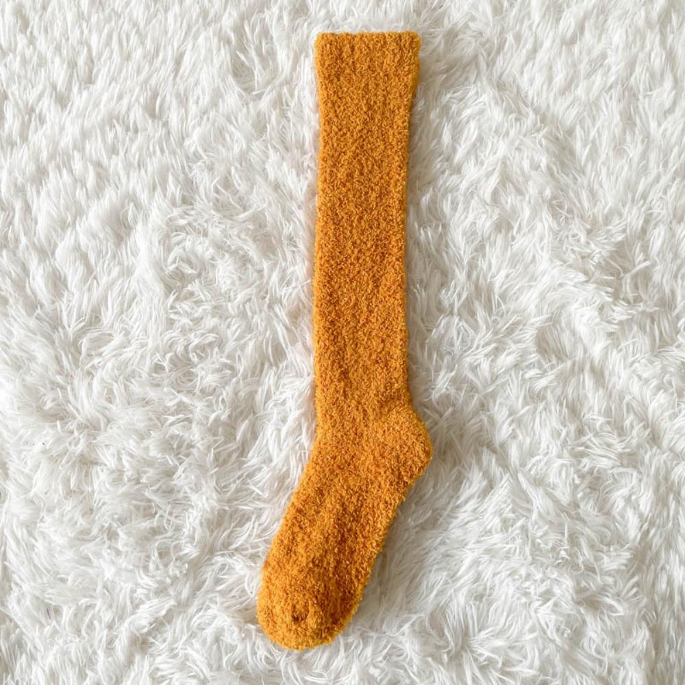 Coral Velvet Long Tube Socks Thick Fabric Warm Winter Socks Preppy Solid Color Stockings For Women