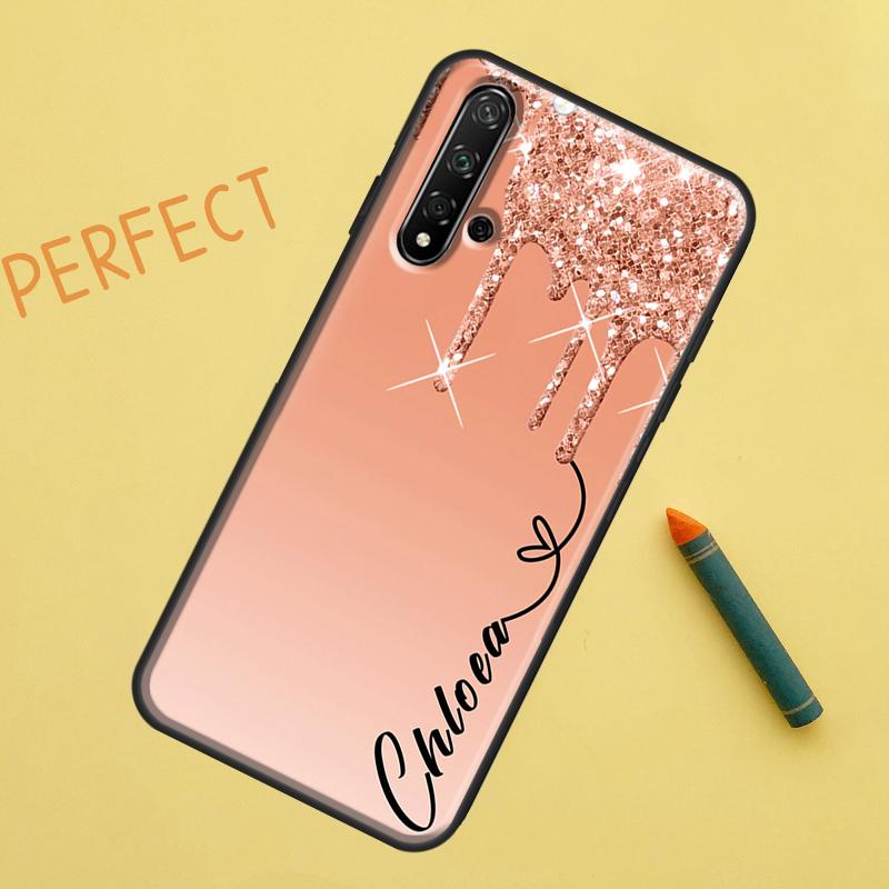 Personalised Glitter Name Case For Huawei Nova Y90 Y70 Y61 Y60 9 10 SE Nova 5T 11i 8i 7i 3i P20 P40 P30 Lite P60 Pro