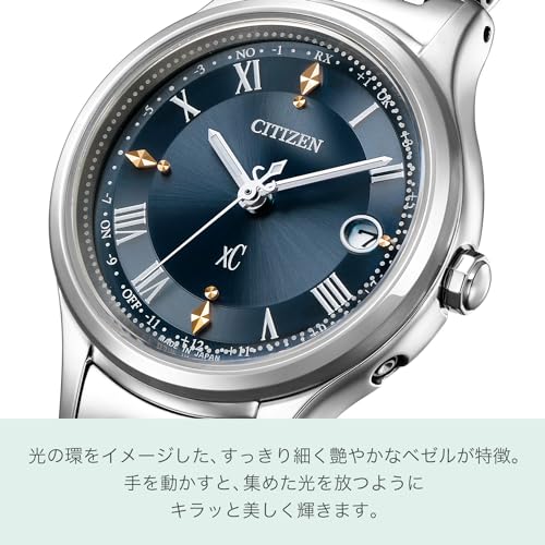 Citizen ES9490-61L Women's Cross Sea Eco-Drive Radio-Controlled Watch, Water Resistant, Navy Blue, Hikari Collection, Silver