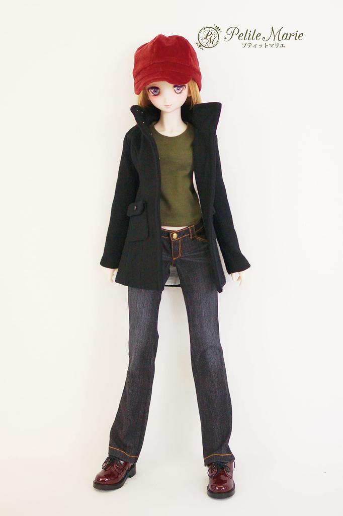 DDS Compatible Straight Stretch Standard 60cm BJD Doll Clothes [Petite Marie] 1/3 Okayama-Processed Jeans, Black, KOJIMA-Processed Jeans, Low-Rise