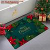 2D Flat Printing Light Luxury Easy Christmas Entrance Anti-Slip Floor Mat, Pine Branch Red Christmas Welcome Door Mat, Bathroom Absorbent Anti-Slip Fo