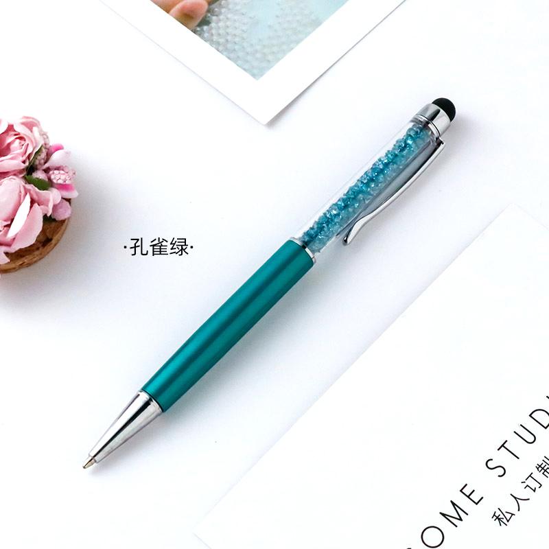 100Pcs/Lot 2 In 1 Crystal Metal Ballpoint Pen Fashion Creative With Stylus Touch Pen Free Custom Logo Name Website Address