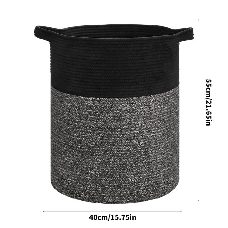 Breathable Cotton Rope Hamper Basket With Supportive Handles Large Capacity Storage Container For Clothes