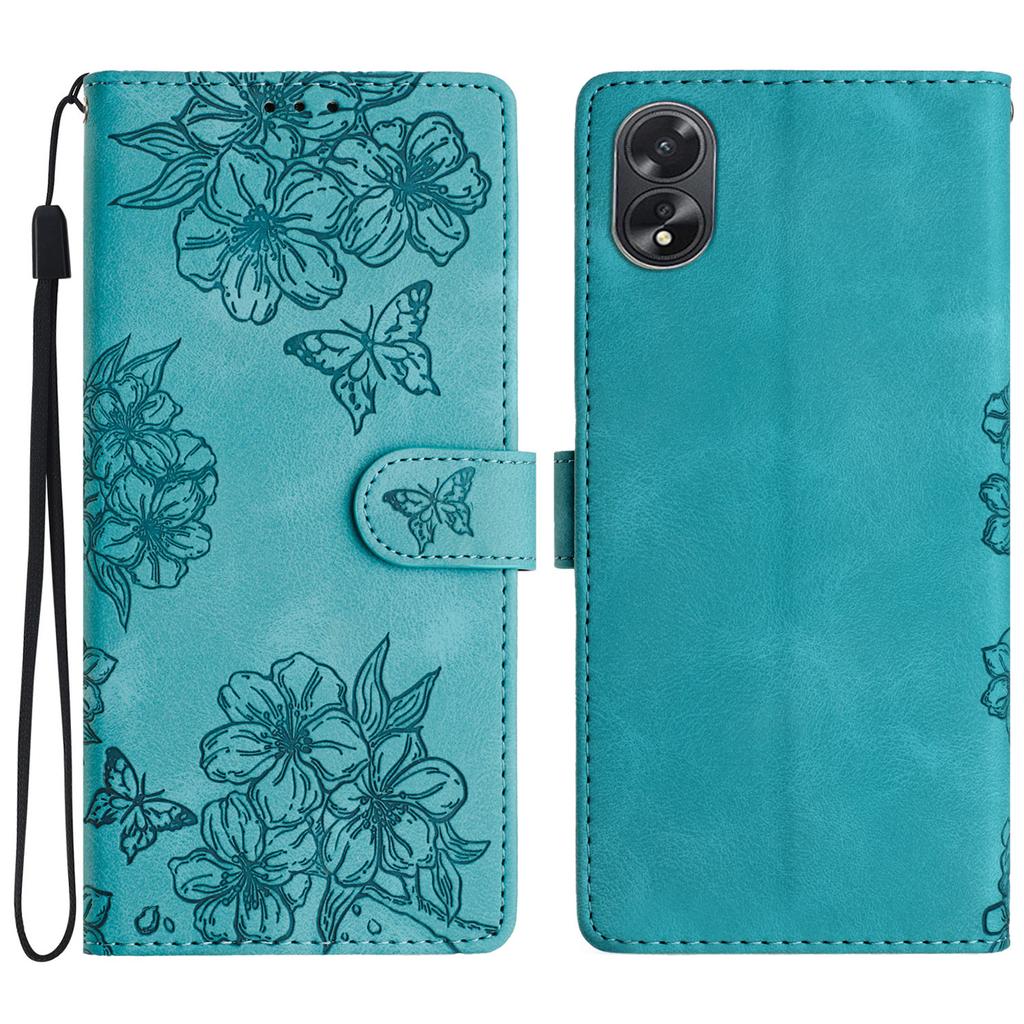For Oppo A38 4G/A18 4G Case PU Leather Phone Cover Butterfly Flower Card Slot Holder Stand