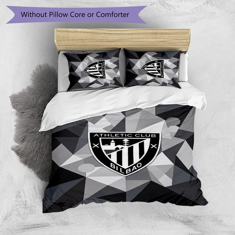 Athletic Bilbao Football Printed 3 Pieces Bedding Set, Comfortable Skin Friendly Bedroom Duvet Cover Set
