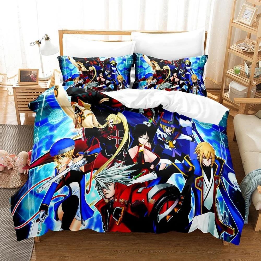 New Fashion 3D Printed Anime Game Blazblue Bedding Set Cartoons three-piece Set Adult Kid Bedroom Duvet Cover Sets Home Textiles