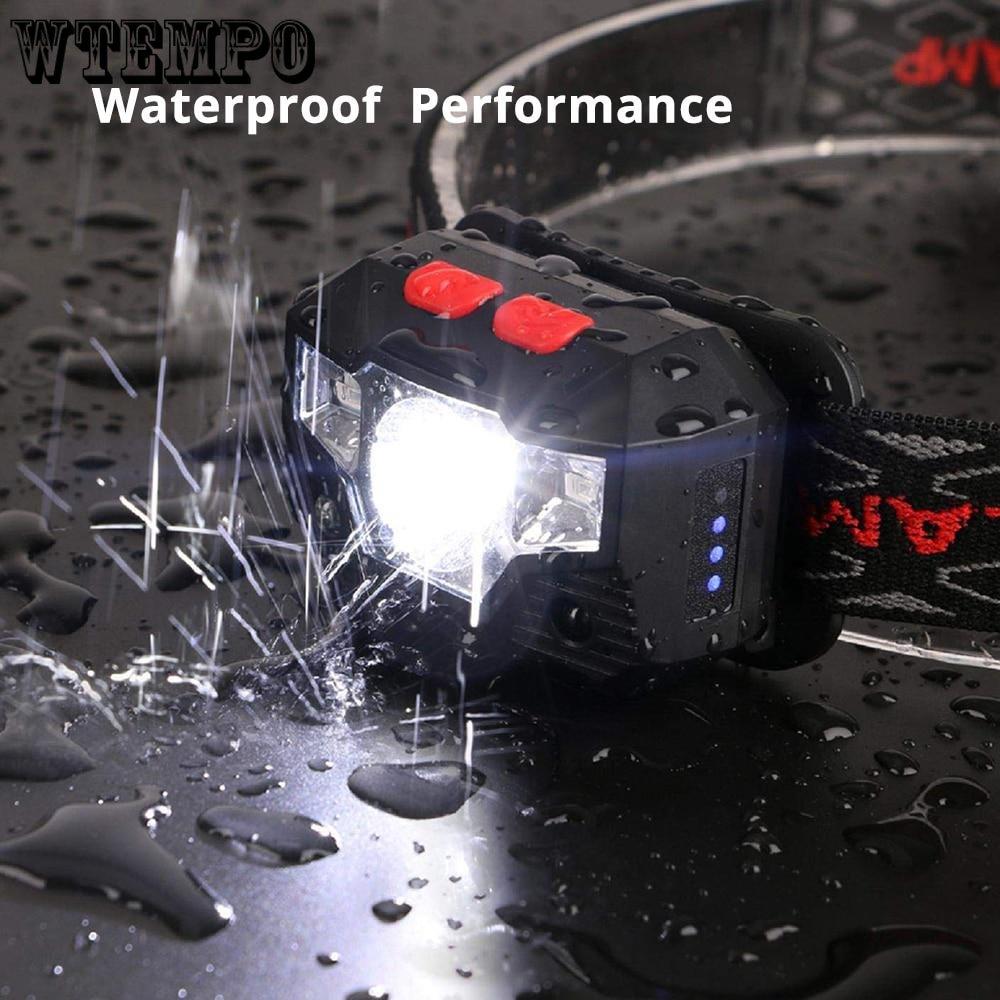 Led Induction Headlight Strong Light Rechargeable Headwear Night Running Fishing Mini Cob Small Head Lamp