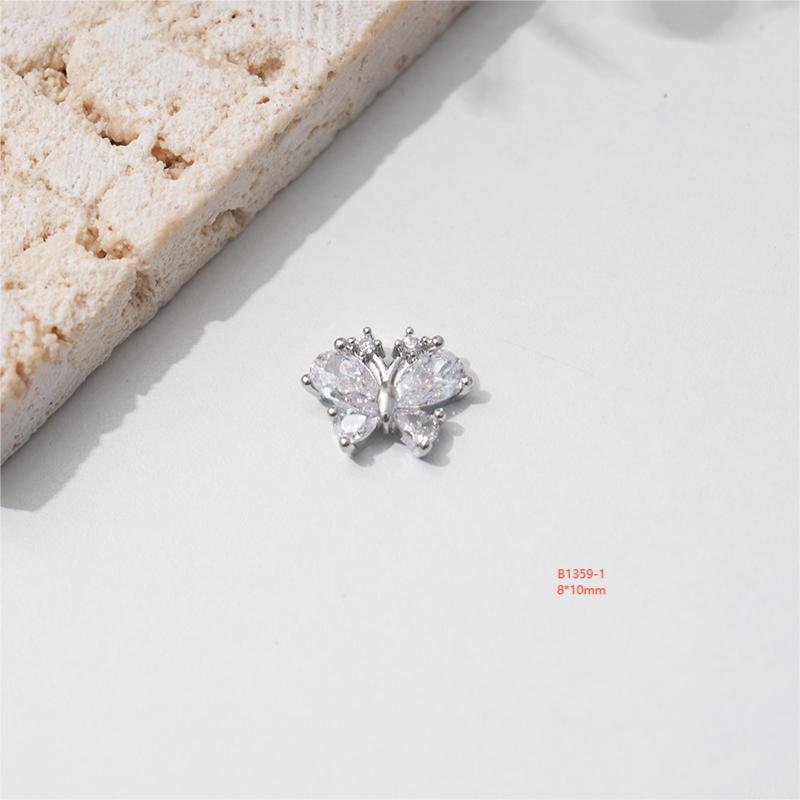 LZ16 Luxury Metal Butterfly Zircon Nail Jewelry