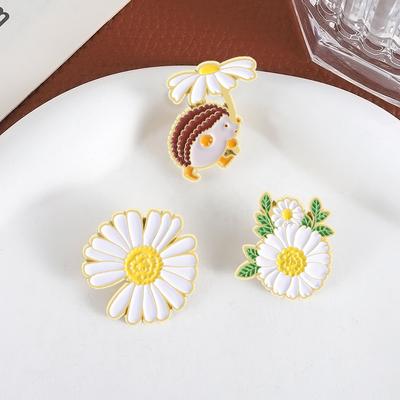 Gänseblümchen Emaille Anstecknadeln Custom Igel Blume Regenschirm Broschen Reversabzeichen Kleidung Tier Schmuck Geschenk für Kinder Freunde