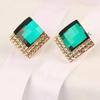 New 111 silver needle fashion temperament elegant stud earrings women, personality versatile design sense geometric rhombus crystal earrings