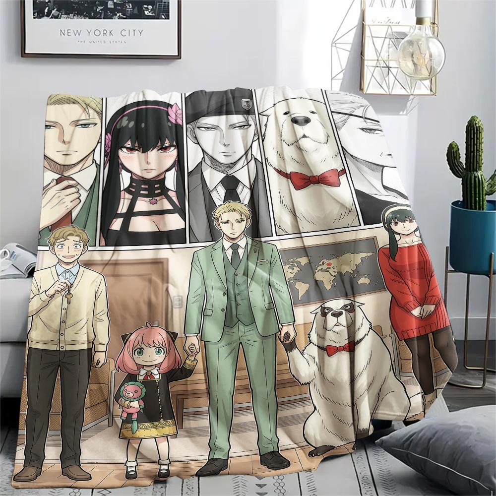 Spy X Family Main Characters & Scene Collage Set Flannel Blanket, Birthday & Holiday Gift, Soft Warm Throw for Home Decor.chl