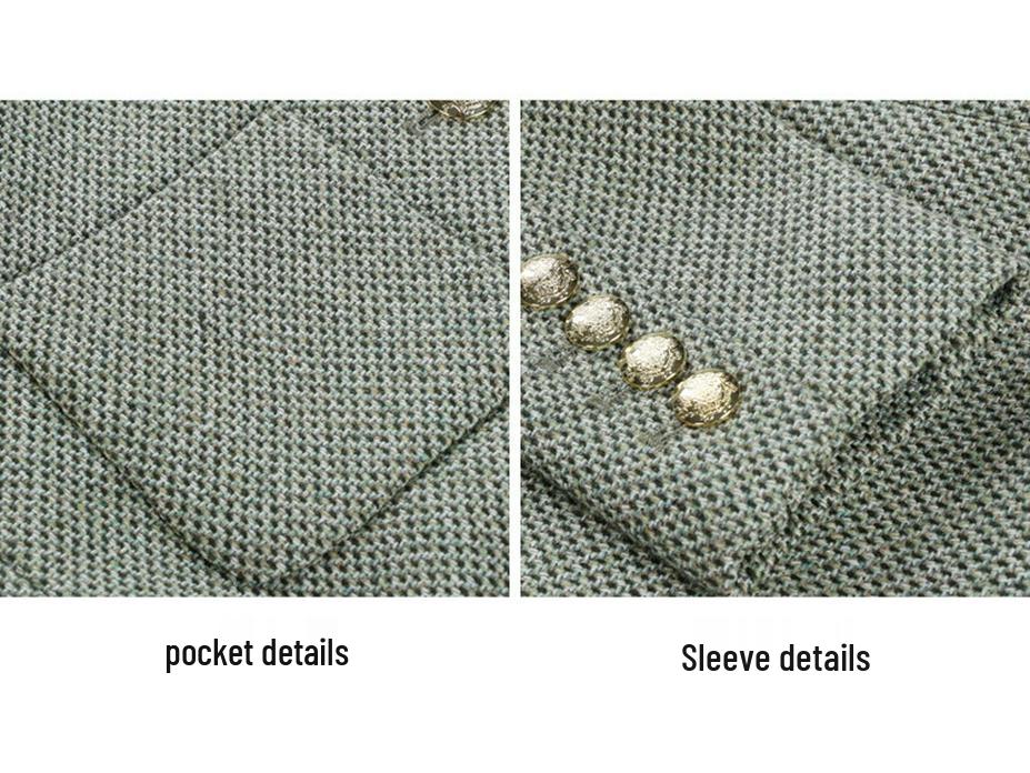 Women's French Style Round Neck Wool Tweed Jacket