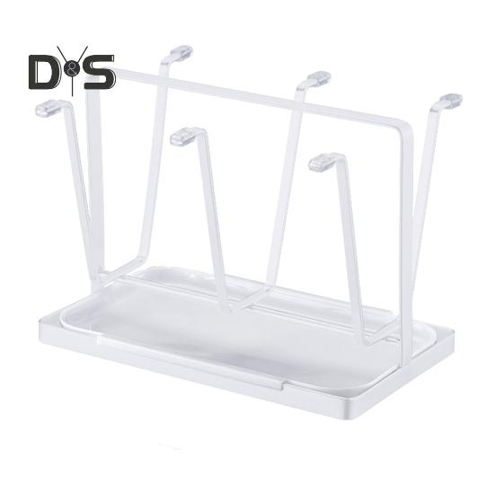 

Подставка для сушки металлических чашек со съемным поддоном для сбора капель, нескользящая подставка для стаканов, кружек, чашек, держатель для 6 железных чашек для шкафа на столешнице белый