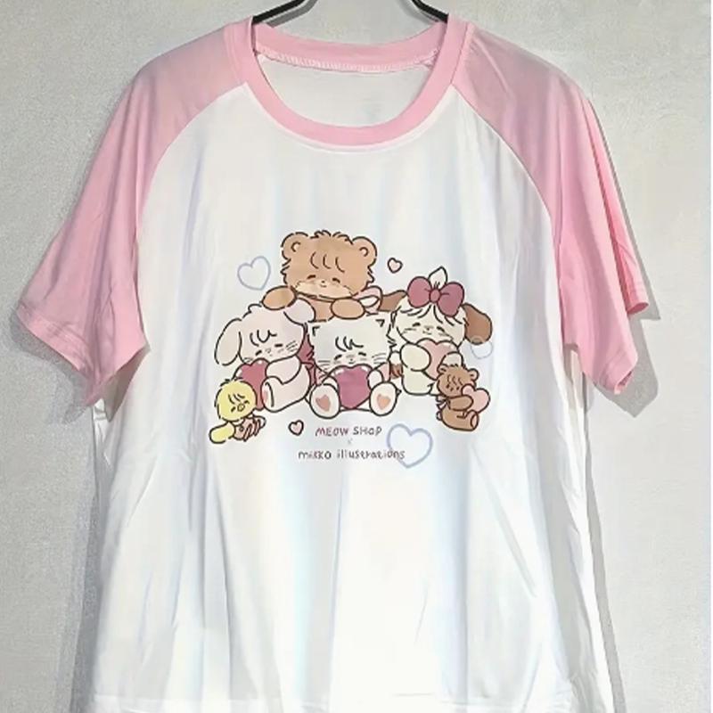 

Модна жіноча мила футболка-лялька з принтом літер, смішна повсякденна футболка з круглим вирізом і короткими рукавами, літня жіноча футболка S рожевий