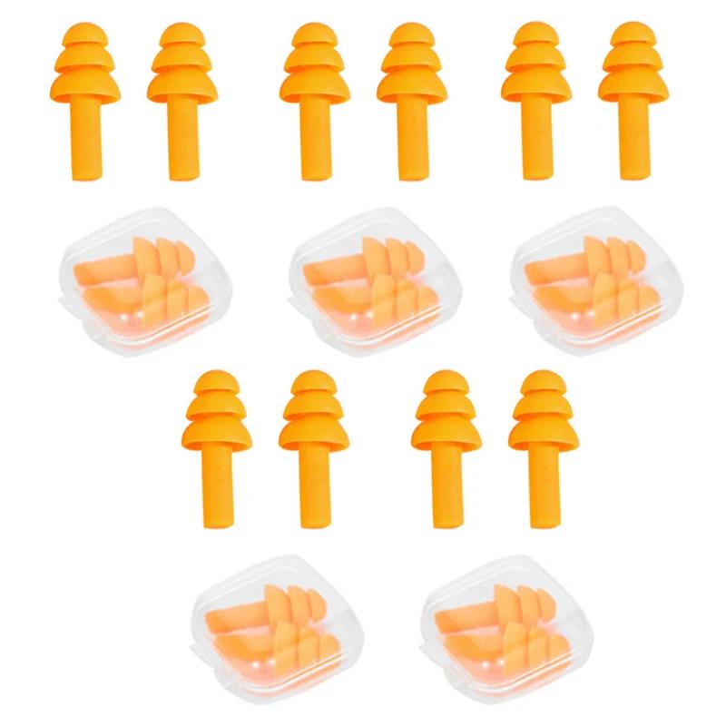 5pcs Silicone Ear Plug Ear Protection Sleeping Travel Anti-Noise Earplugs Waterproof Swim Earplugs for Adult Children Swimmers
