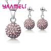 925 Sterling copper Stamped Bridal Zircon Sets Women Girls Wedding Gifts Austrian Crystal CZ Disco Ball Necklace Hoop Earrings
