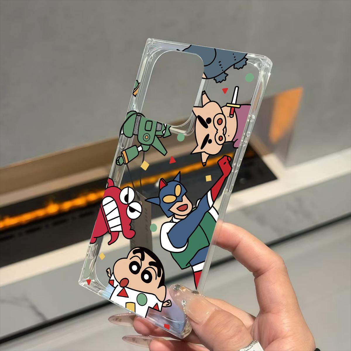 

Прозрачный квадратный чехол-бампер для iPhone 15 Plus 12 13 14 Pro Max 11 16 ProMax, защита от окисления, чехол с динамичным рисунком Шин-чана iphone 11 ProMax