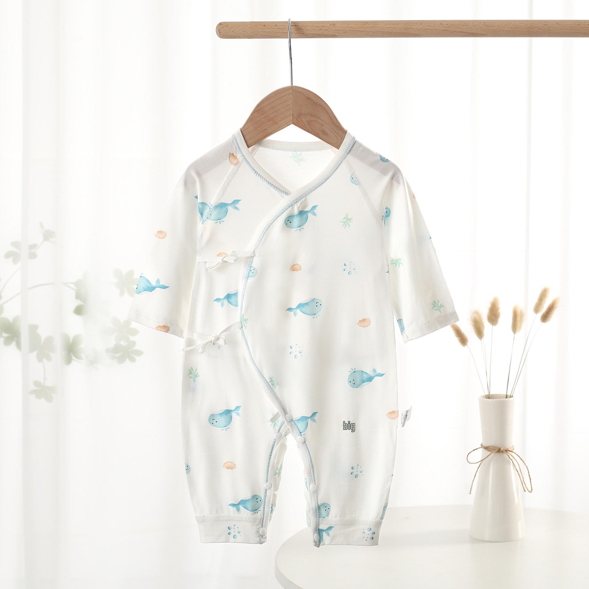 

Summer Class A Modal Newborn Long Sleeve Romper - Thin, Boneless Design for Boys & Girls 59 cm