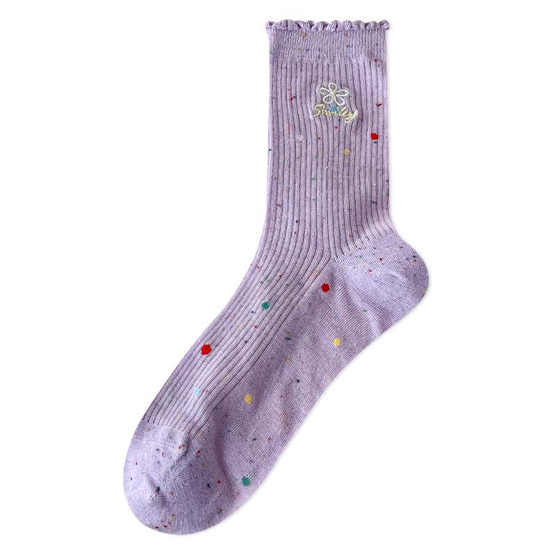 Acheng Women s Breathable Cotton Mesh Mid-Calf Socks - Embroidered, Seamless, and Lightweight for Spring/Summer. One Size