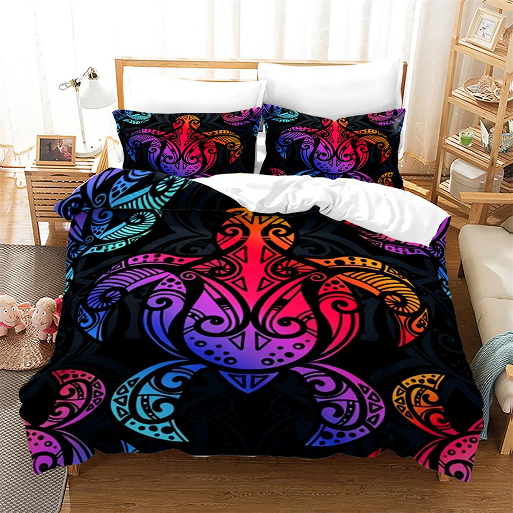 Sea Turtle Duvet Cover Set Black Gold Tortoise Reptile Bedding Set King Twin Size Polyester Comforter Cover for Kids Boys Girls