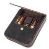 Vintage Crazy Horse Leather 4-Cigar Case with Magnetic Closure
