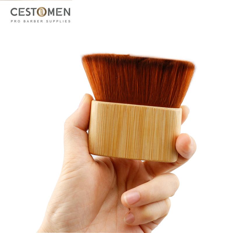 CESTOMEN Professionelle Haarnackenbürste Weiche Faserhaar Bambusgriff Nackenstaubbürste Friseursalon Haarschneidebürste