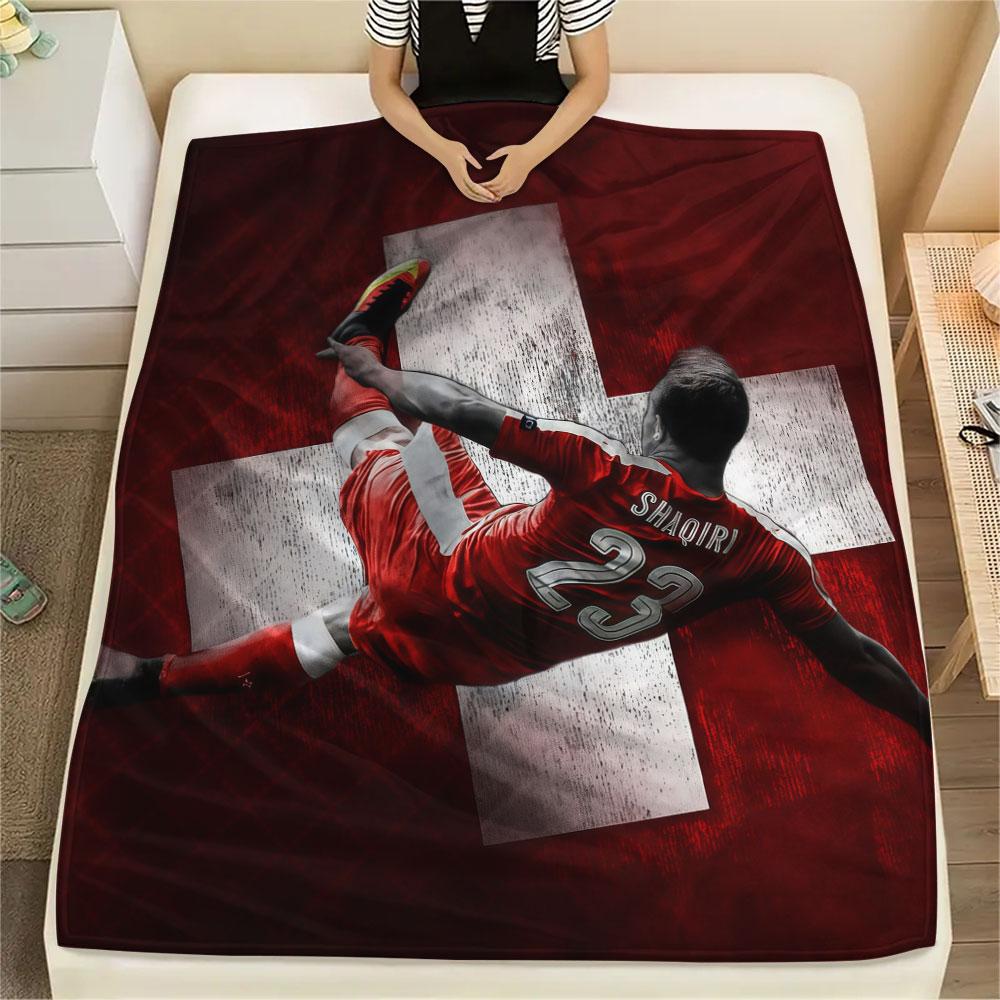 1PC Switzerland National Football Team Patterned Flannel Blanket Suitable For All Seasons for Home Decor Warmth and Comfort Gifts Holiday Present