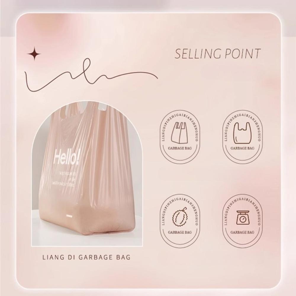 Disposable Extra-Thick Vest-Style Garbage Bags, Large Household Plastic Trash Bags with Handles for Kitchen/Bathroom/Bedroom, Heavy-Duty RQSL-BH-3962