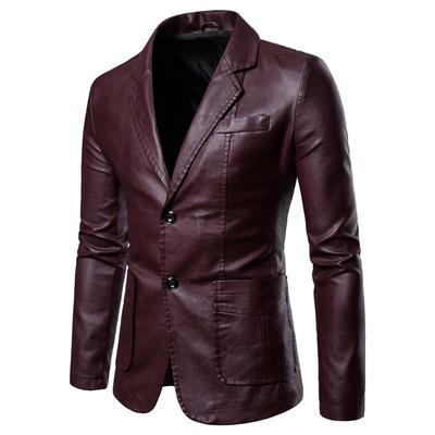 Men's Leather Business Style Suit Jacket Washed Leather Jacket Single-breasted Casual Youth Plus Size Plus Jacket
