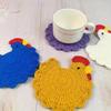 Cute Handmade Crochet Coaster Soft Fabric Cartoon Design Drink Cup Pads Heat Resistant Non-Slip Tabletop Protector Kitchen Use