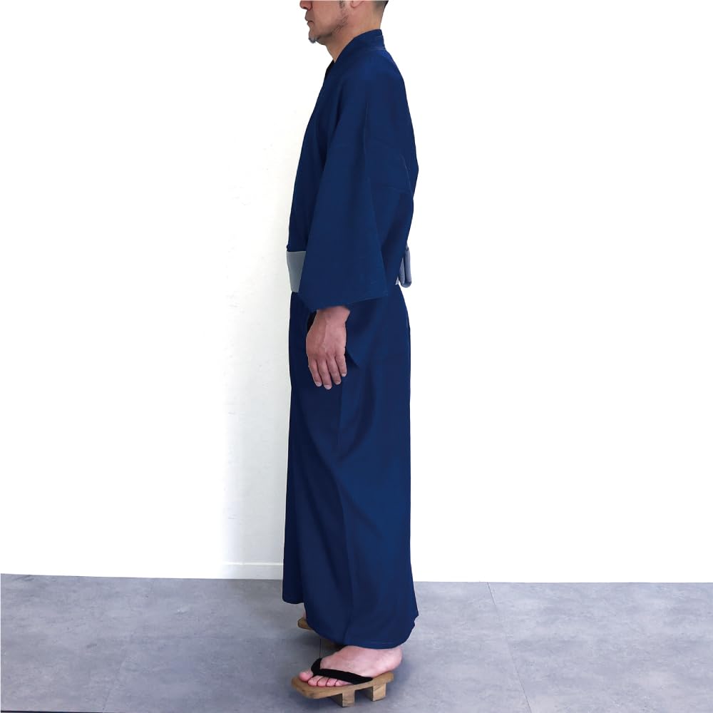 SWINGPLUS Light Denim Solid Yukata Men's Kimono, 6.5 oz, Color, Single-Layer Kimono, (Size 2L)