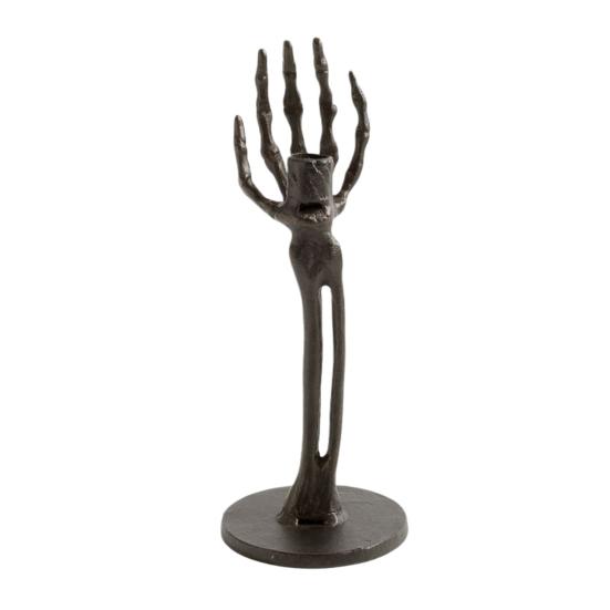 Xiaobudian Halloween Skeleton Candle Holder, Gothic Resin Hand And Standing Candlestick Holders for Table Mantel Decor