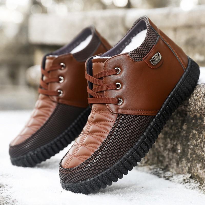 

Winter high-top cotton shoes men s velvet thickened warm cold dip line casual shoes light and comfortable outdoor work shoes 39 коричневый