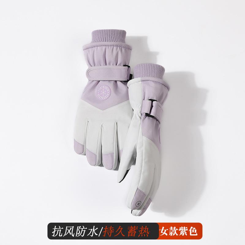 Ski Gloves Fleece Men's and Women's Ski Gloves Female Students Outdoor Electric Vehicle Riding Fleece Finger Gloves Men's Winter
