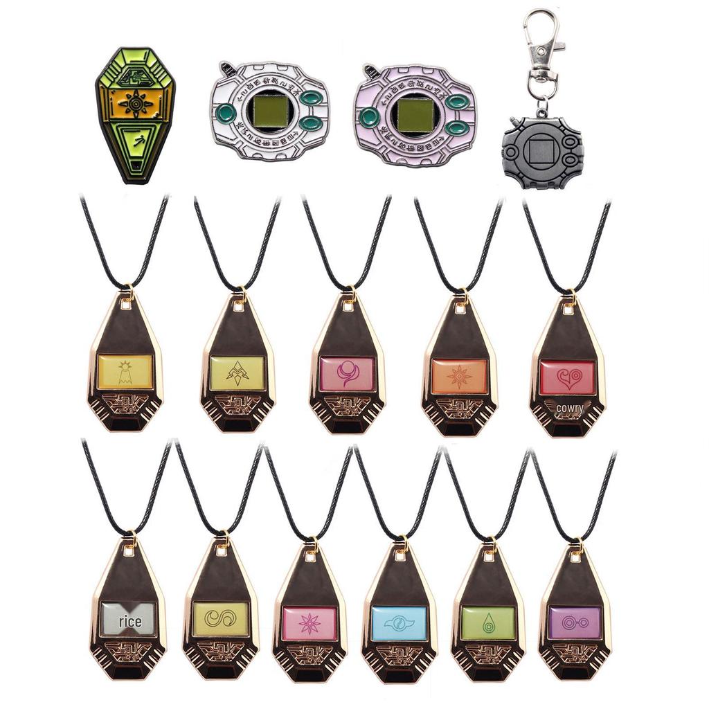 Digimon Anime Pendant Necklace - Holy Plan Wisdom, Courage, Friendship, Hope Badge Alloy