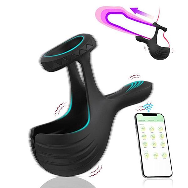 Vibrační kroužek na penis s ovládáním APP Mužské opožděná ejakulace Masážní přístroj prostaty Kulový šourek Vibrátor varlat Erotické hračky pro muže Hračky pro páry
